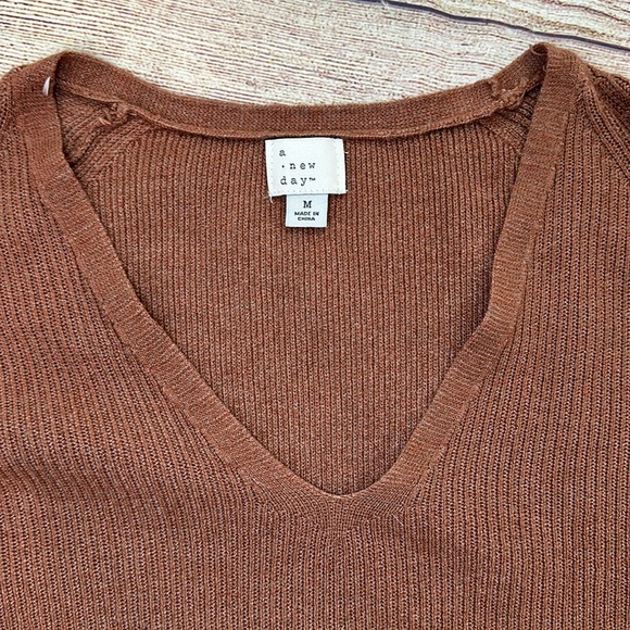 A New Day Chocolate Brown Sweater Dress Long Sleeve Loose Fit Size Medium - Picture 3 of 3